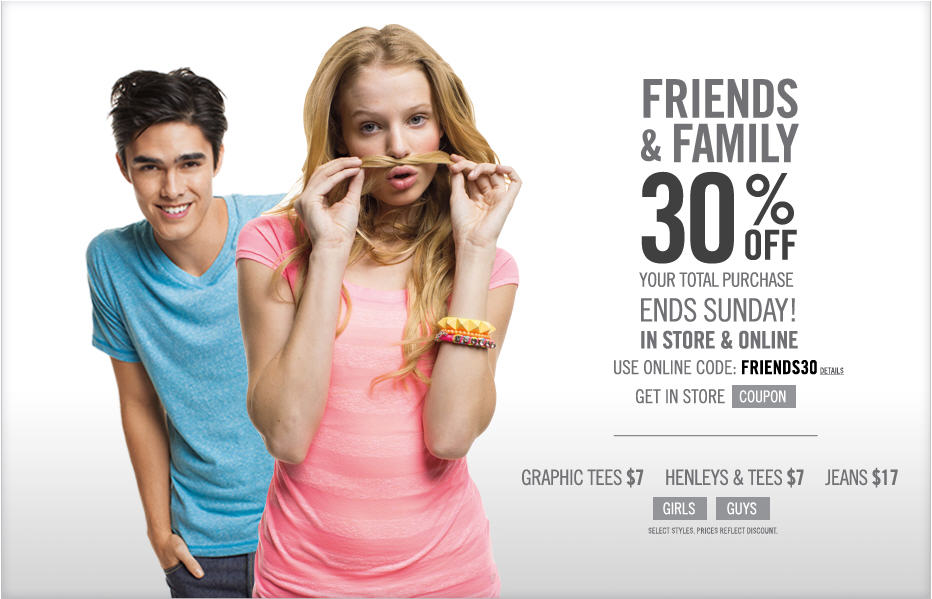 Aeropostale Friends & Family Sale - 30 Off Your Purchase (Mar 23-24)