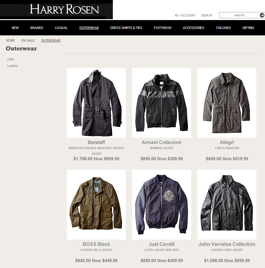 Harry Rosen Fall & Winter Outerwear Clearance