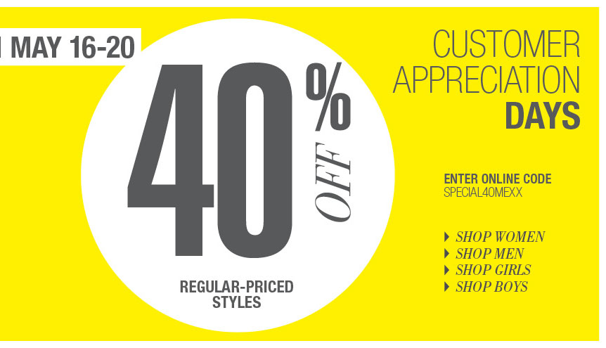 Mexx 40 Off Customer Appreciation Days Sale (May 16-20)