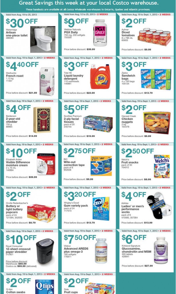 Costco Weekly Handout Instant Savings Coupons EAST (Aug 19 - Sept 1)